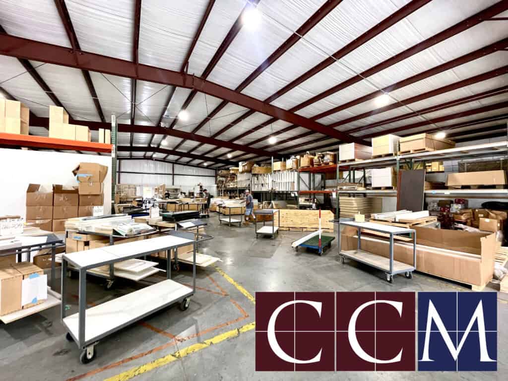 a wide-angle view of the interior of Carolina Closets Manufacturing plant located in Anderson, South Carolina 